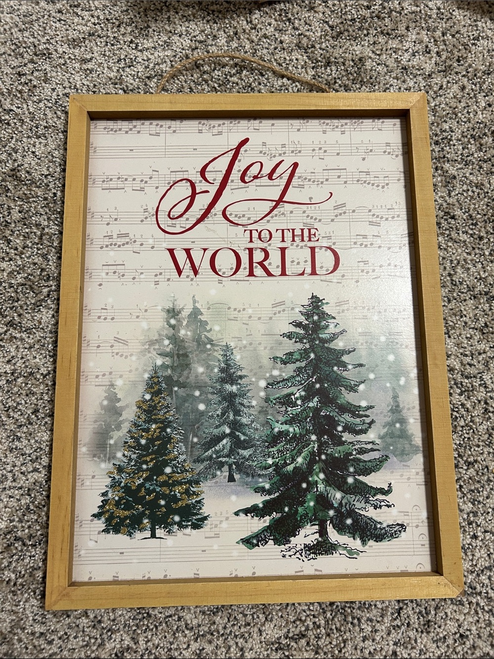 Christmas Joy to the World Framed Holiday Glitter Holiday Wall Hanging